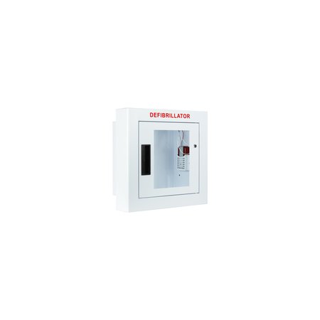 CUBIX SAFETY Semi Recessed, Alarmed, Compact AED Cabinet SR-S